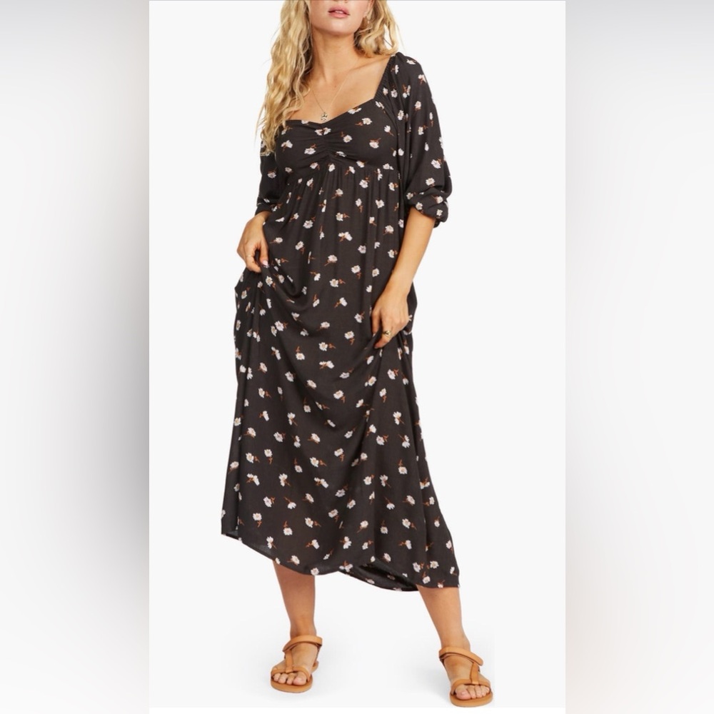 Billabong Swept Away Ruched Midi Dress